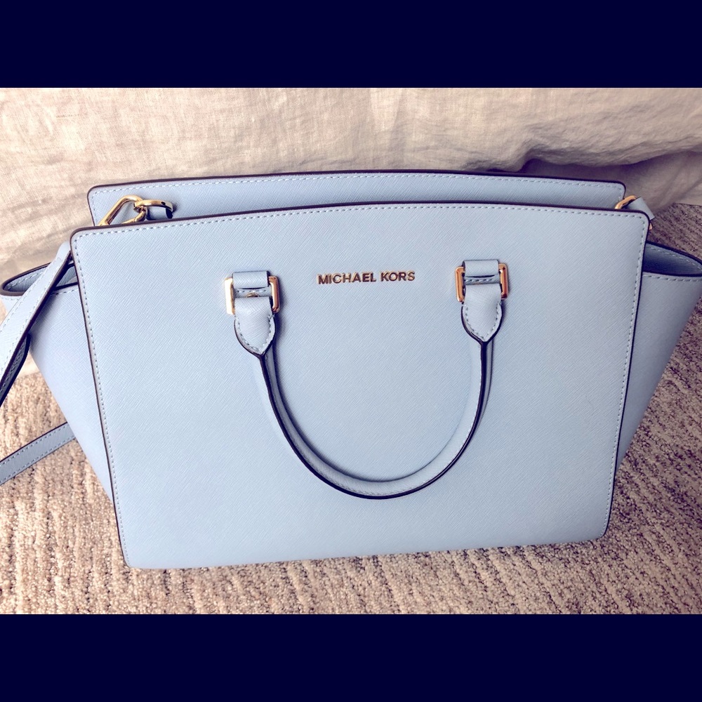 Michael Kors Selma Pale Blue Leather Handbag